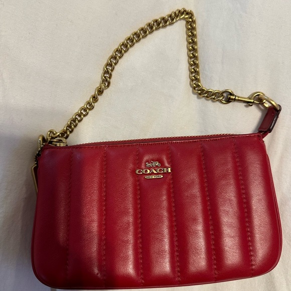 Coach x Jennifer Lopez red with Gold hardware shoulder purse/Clutch Nolita 19 - Picture 4 of 6